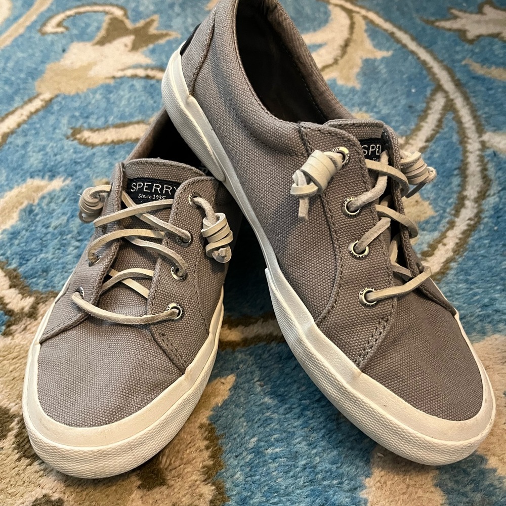 Sperry Top Sider Crest Vibe Canvas Sneaker, Women’s 6.5, Gray, VGUC